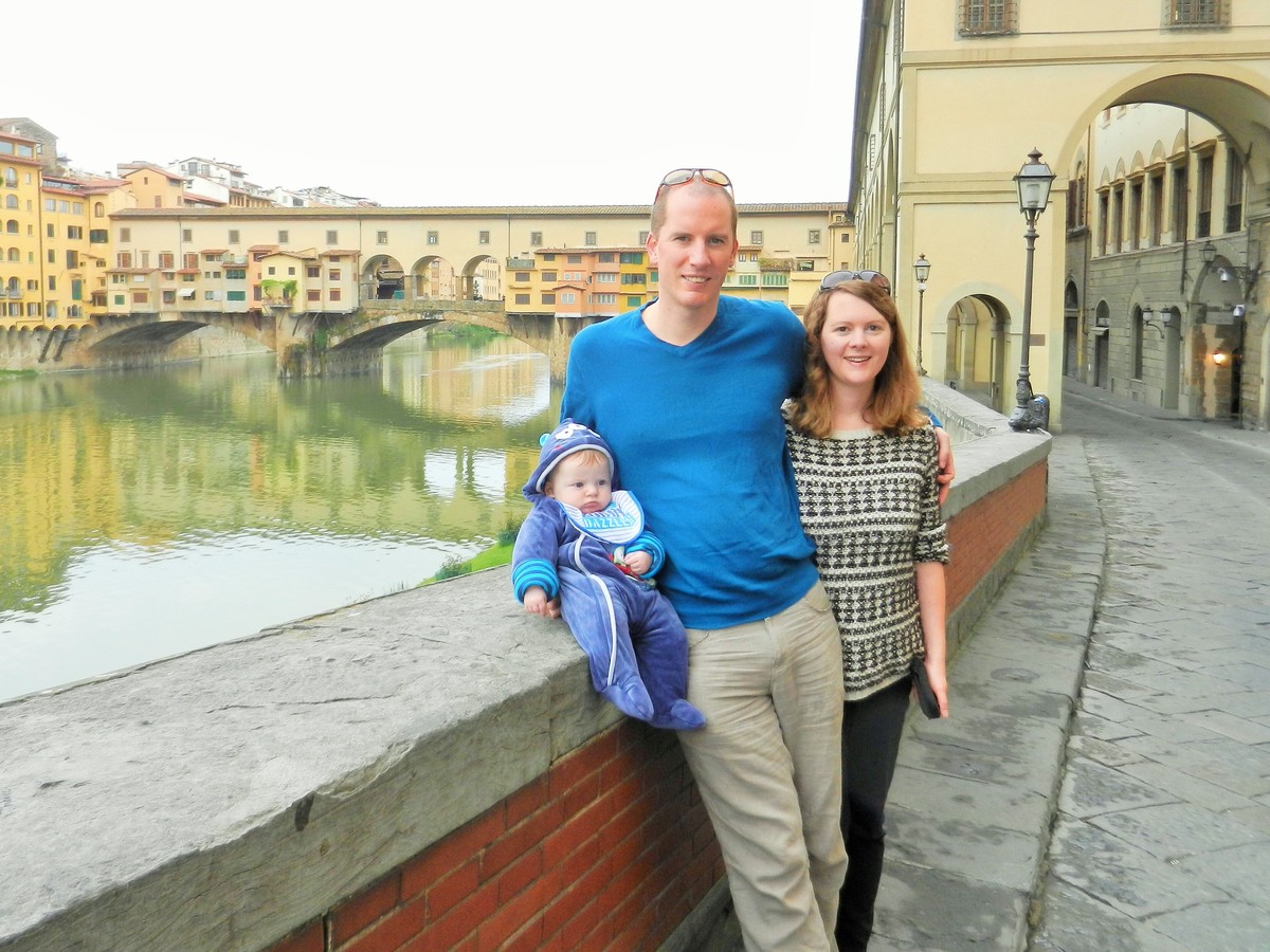 Wandering the empty streets of Florence with a baby.