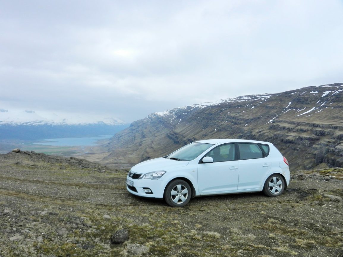 Hire car up mountain in Iceland
