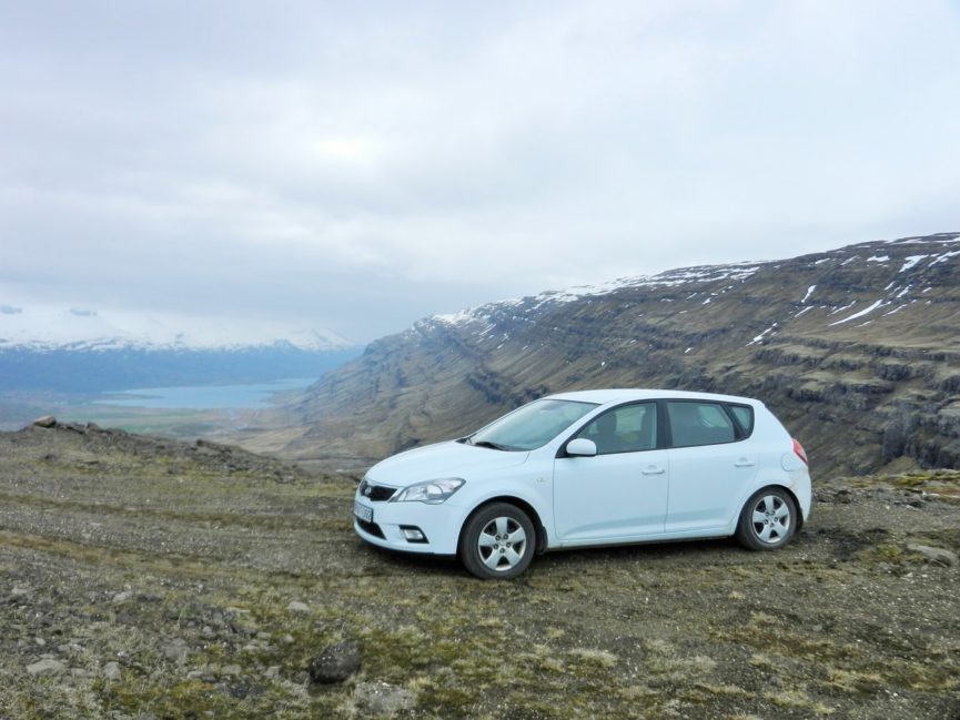 Hire car up mountain in Iceland