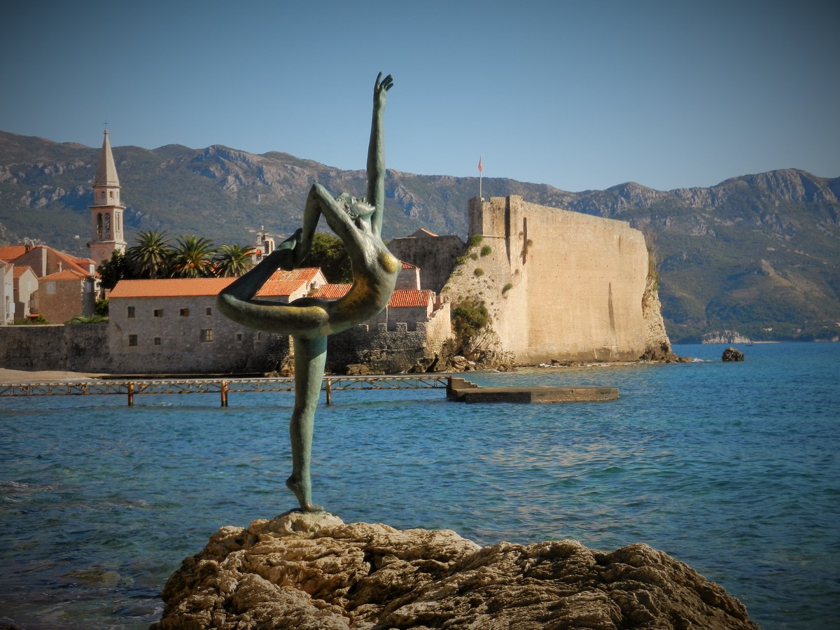 Statue of a ballet dancer in Budva, Montenegro