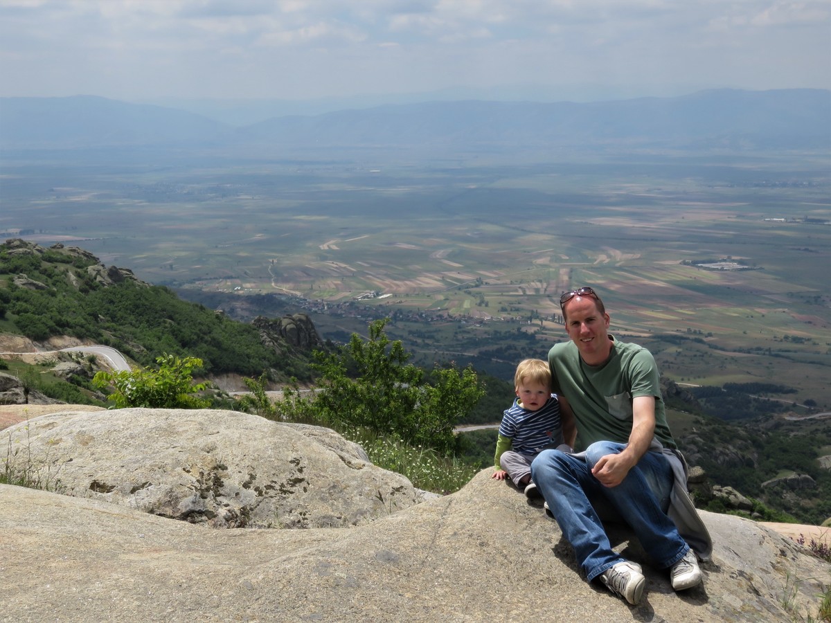 Dad and toddler at Treskavec monastery, Macedonia