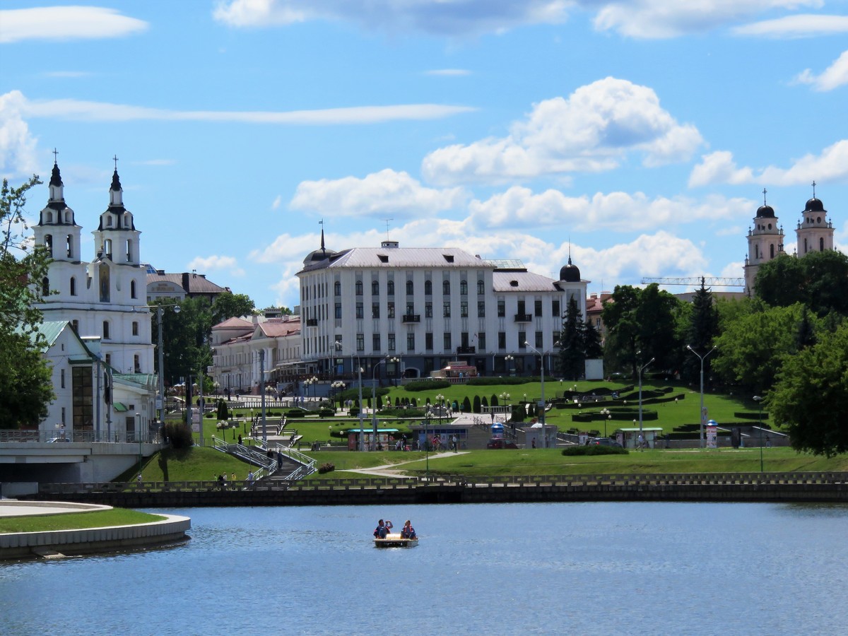 View across river to churches in Minsk