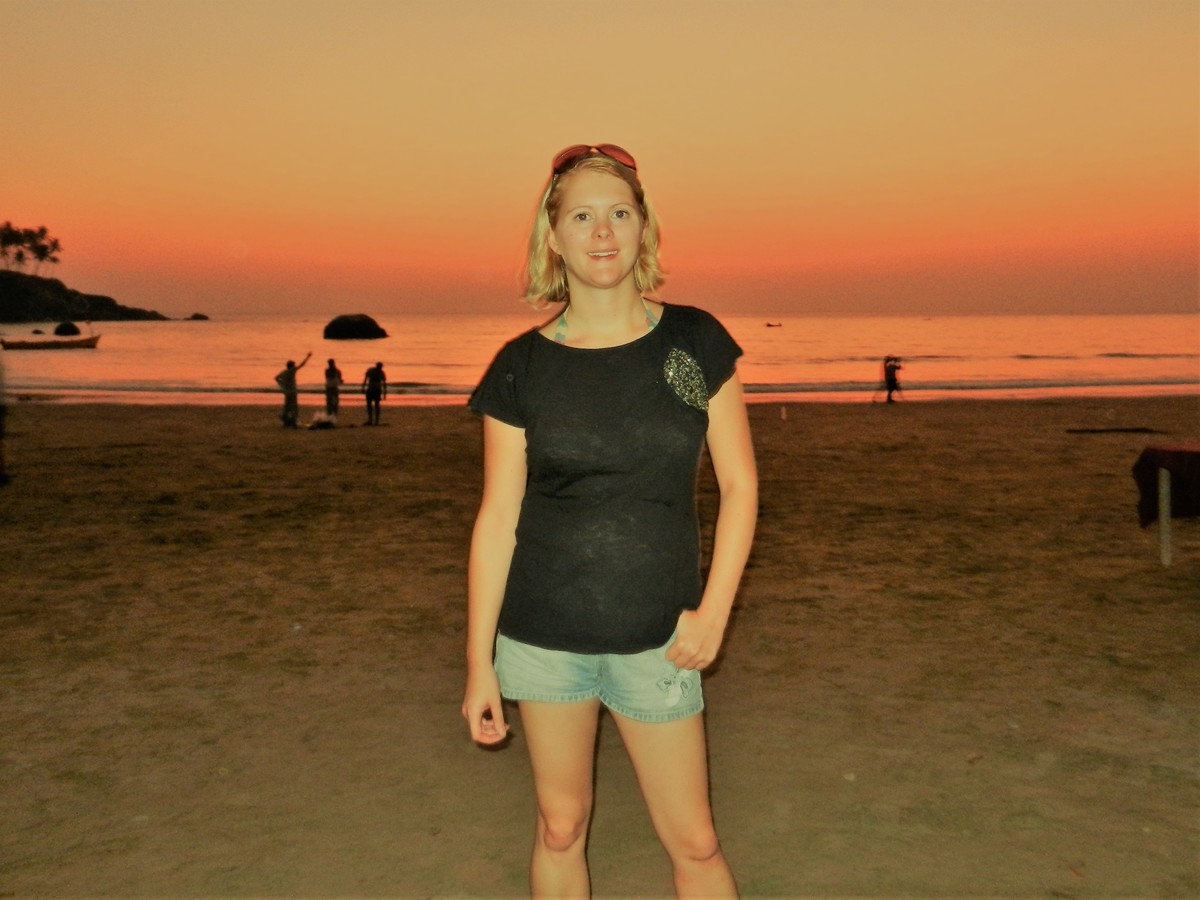 Solo female traveller at sunset, Goa