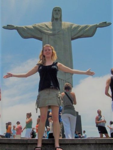 Solo female traveller at Christ the Redeemer, Rio de Janeiro
