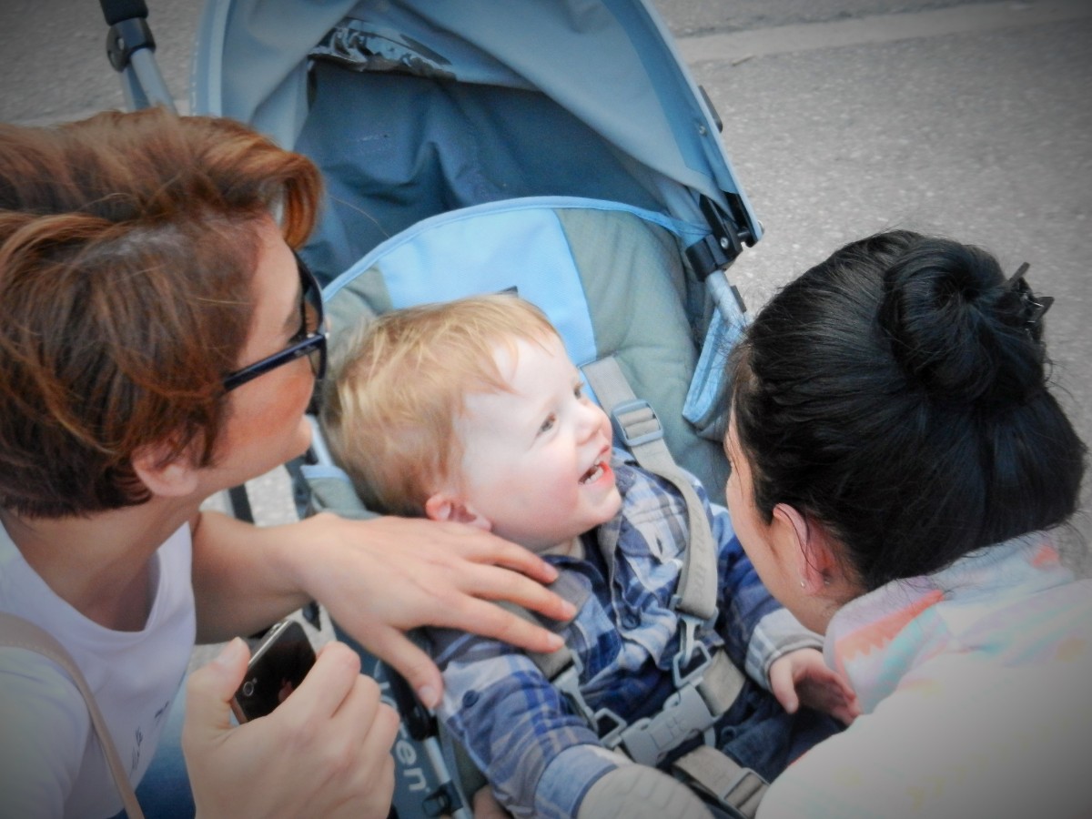 Two women and toddler in Kyrenia, Cyprus