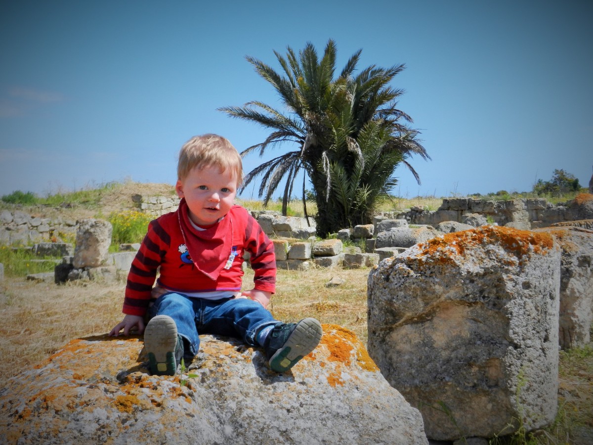 Toddler at Salamis ruins, Cyprus