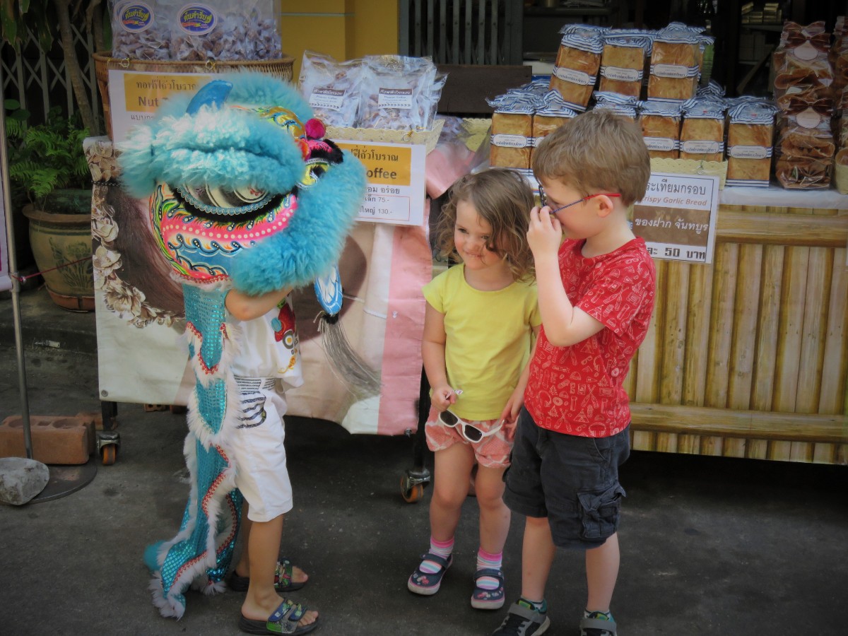 Thai and Western children playing in Chanthaburi, Thailand