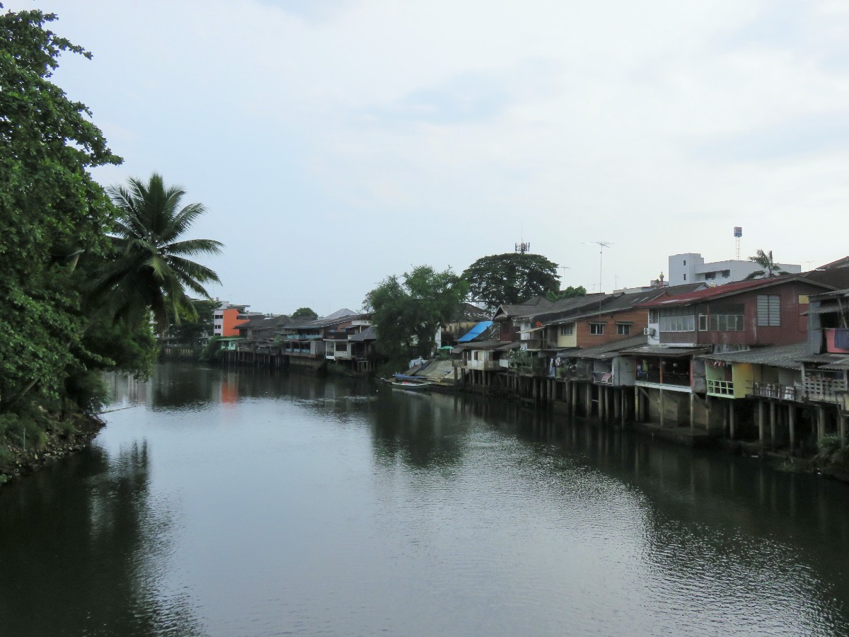 Wooden houses on river in Chanthaburi, Thailand