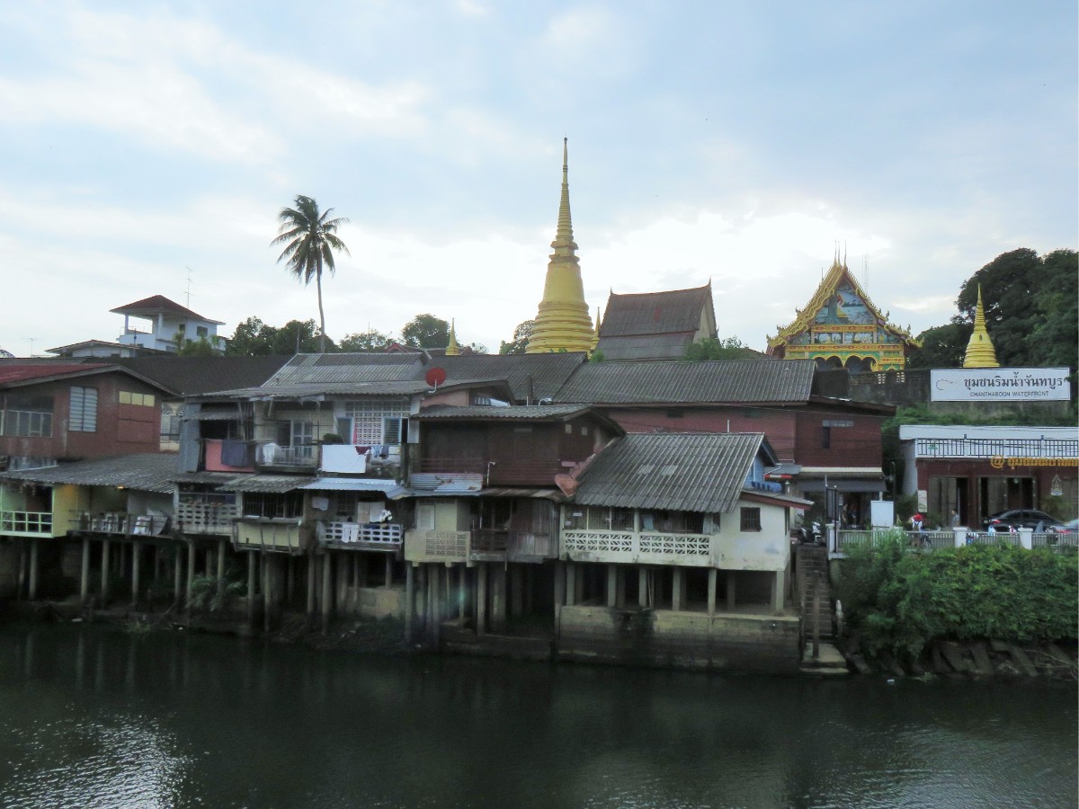 Chanthaboon Waterfront and Chinese Temple in Chanthaburi, Thailand