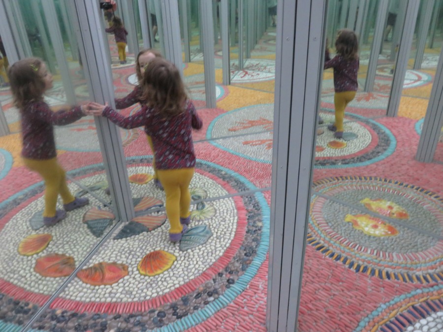 toddler in house of mirrors, Hanoi