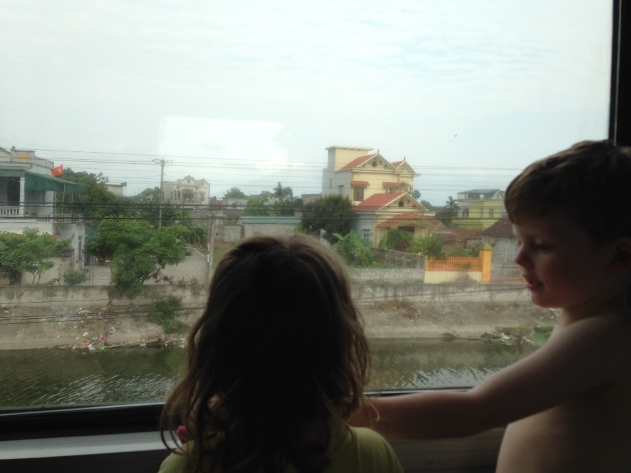 children on train Vietnam