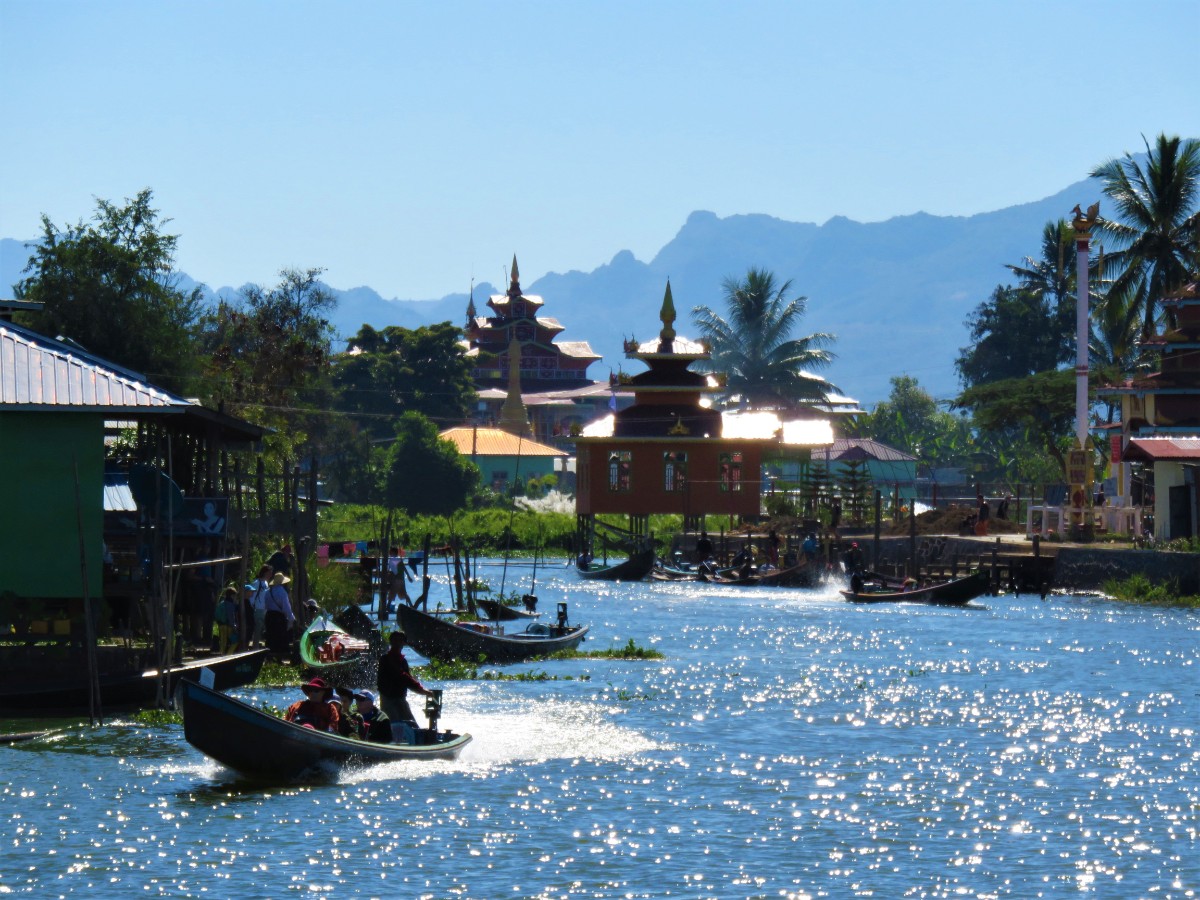 Inle Lake with kids long boat