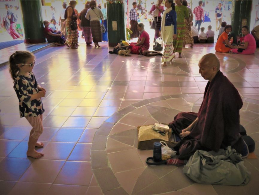 a monk meditating in Yangon
