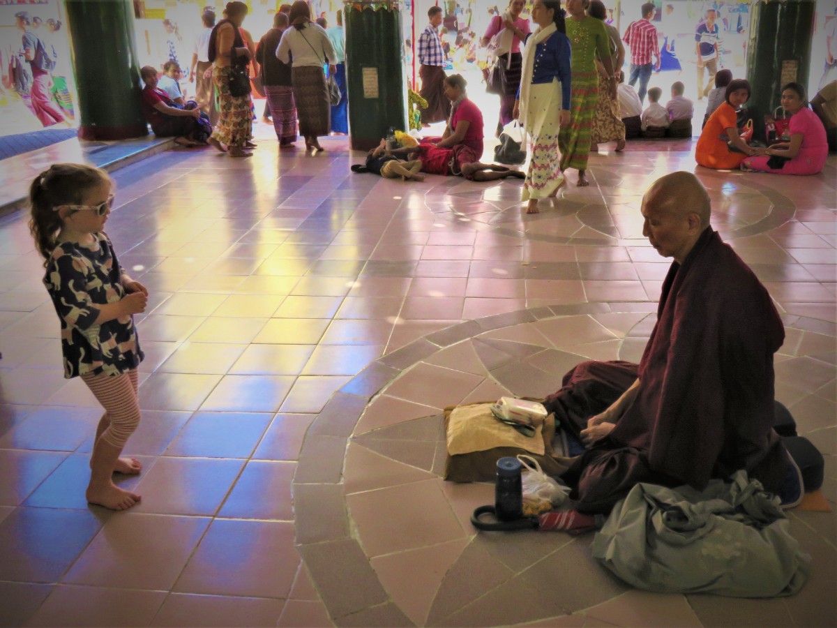 a monk meditating in Yangon