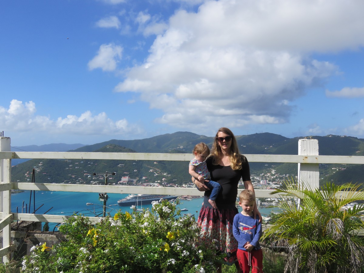 family with view over Road Town Tortola