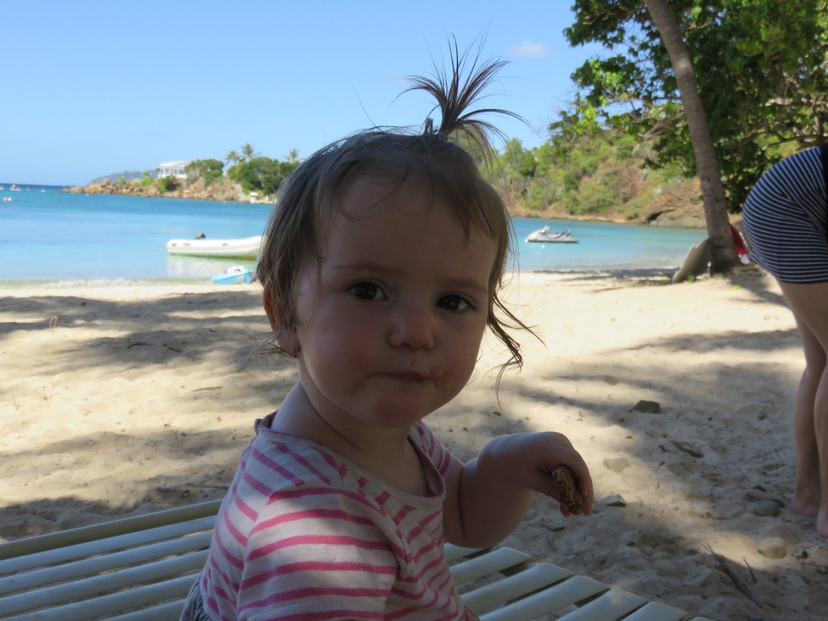baby on beach in US Virgin Islands