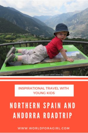 spain and andorra road trip pin with toddler