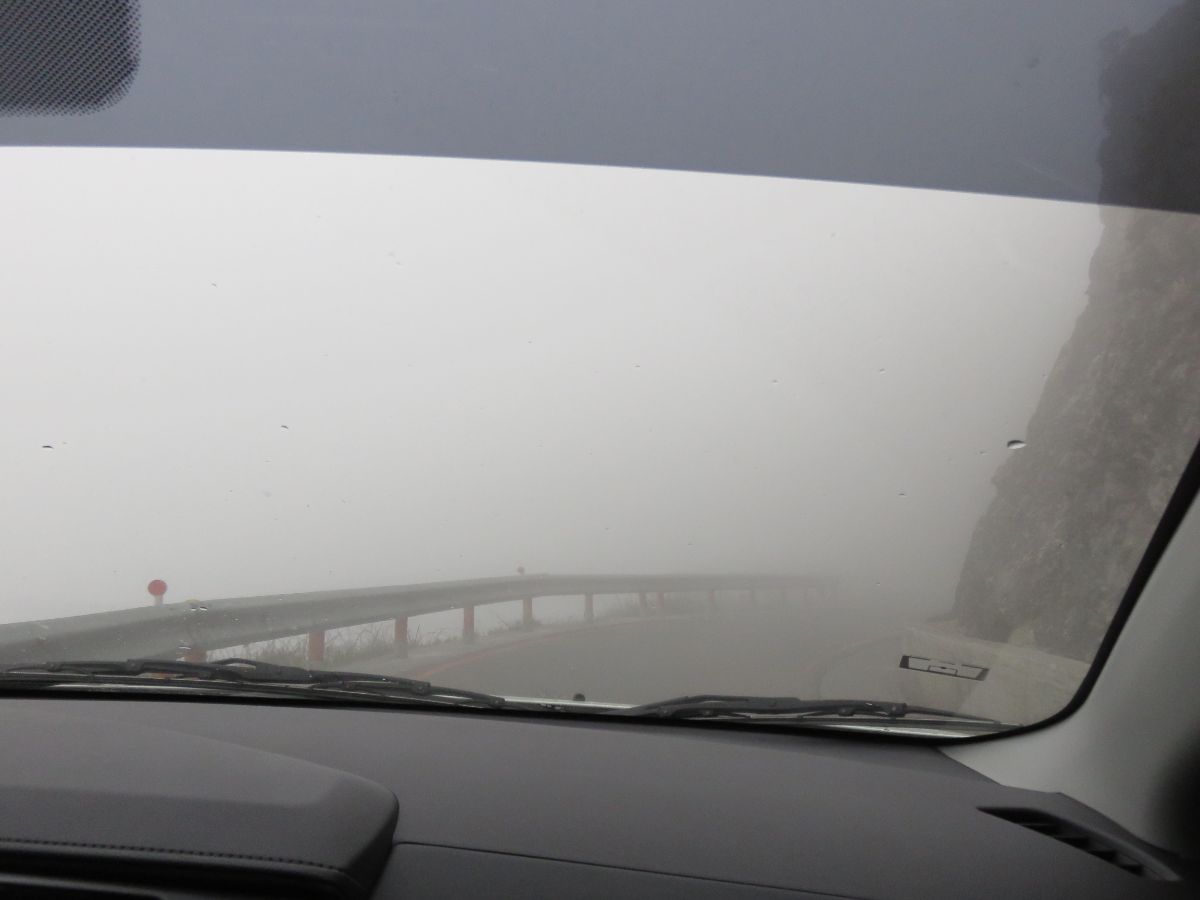 haze through car windscreen in Taroko National Park Taiwan