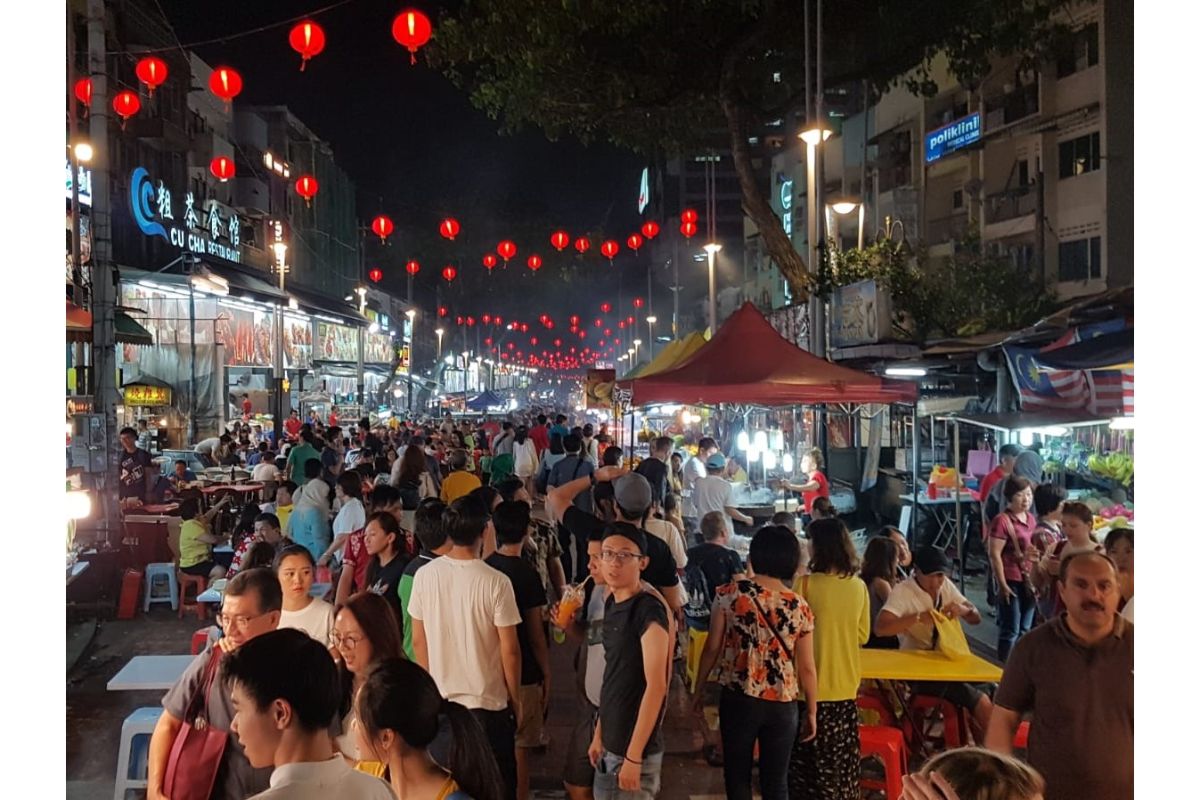 Jalan Alor night market scene in Kuala Lumpur Malaysia
