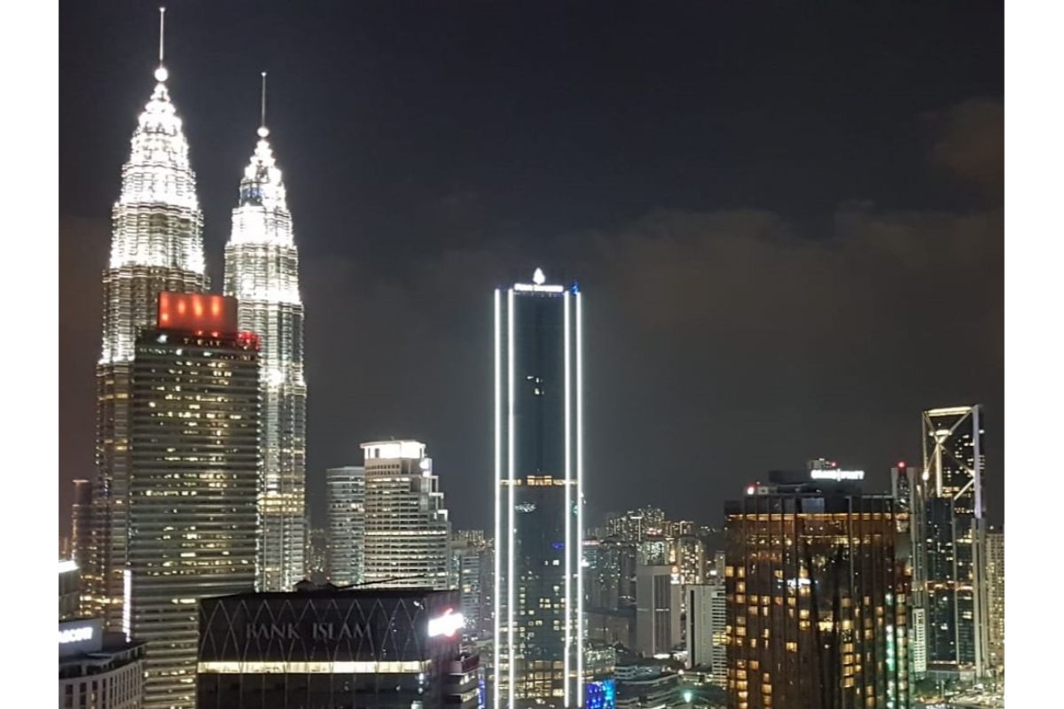 Kuala Lumpur city at night with Petronas Towers