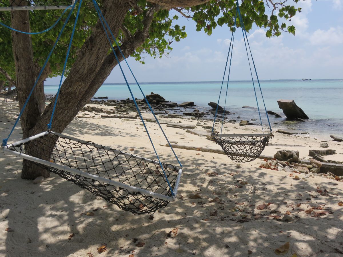 swing chairs on Gulhi Island, the Maldives