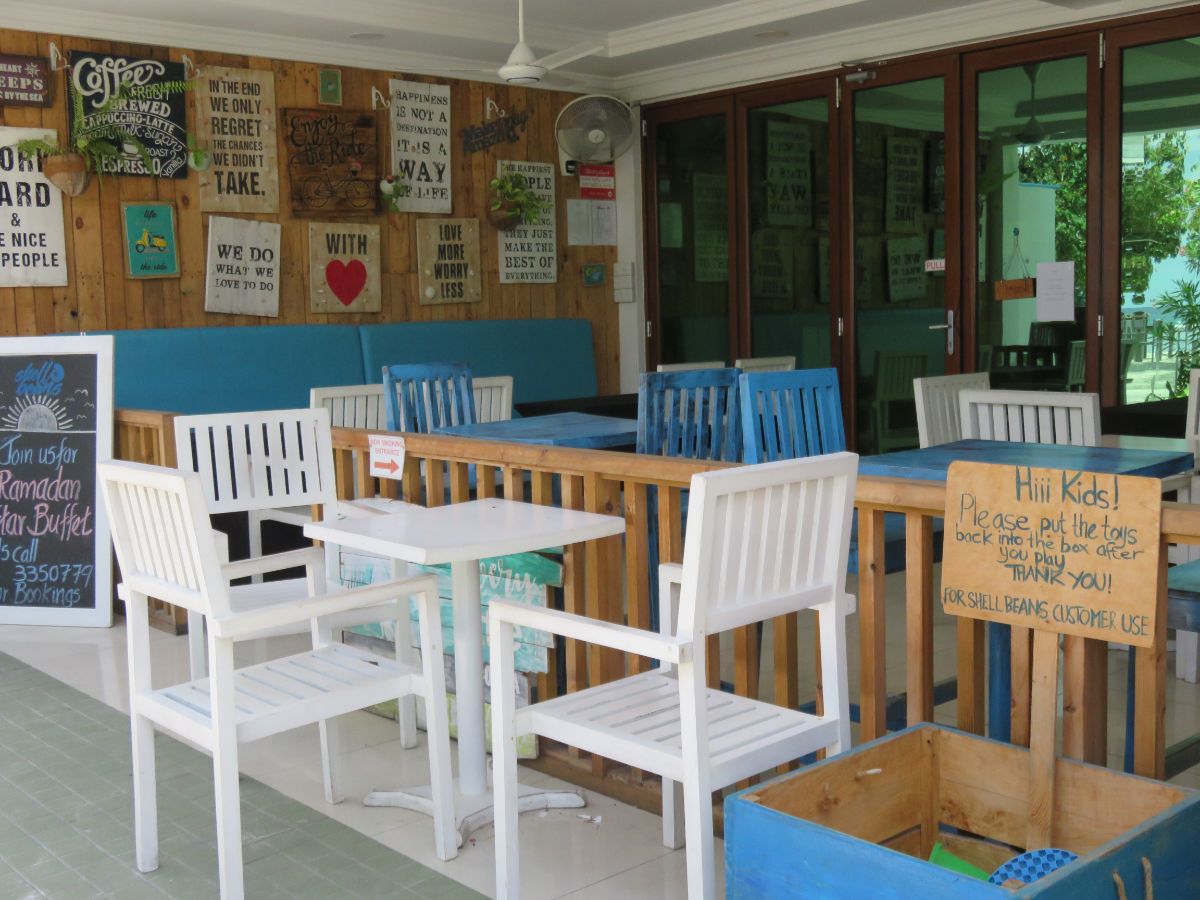 Shell Beans cafe at the Huvan Hulemale the Maldives