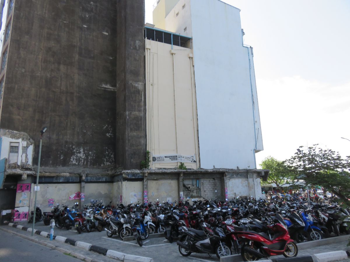 motorcycles crowding street in Male, the Maldives