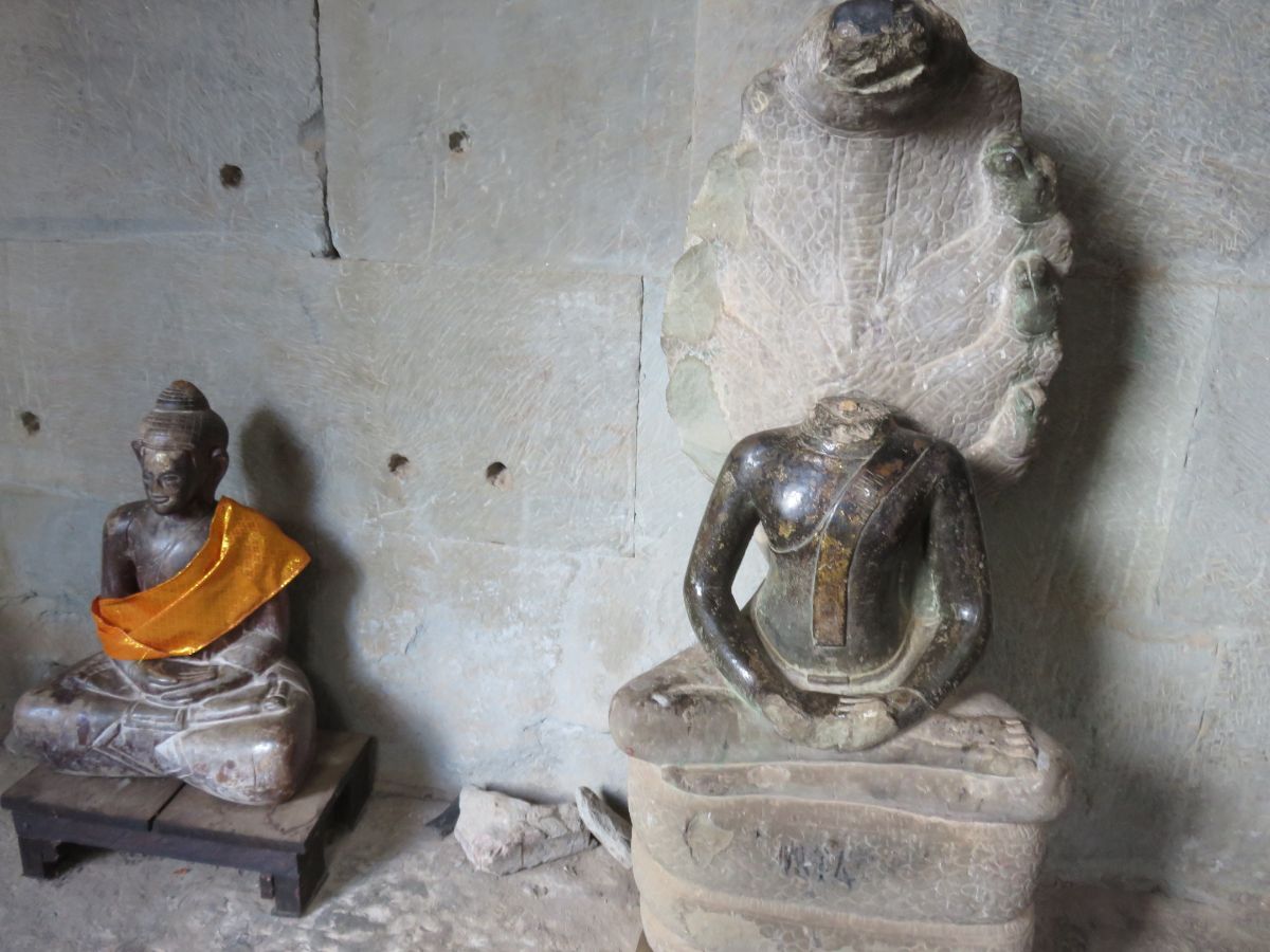 statues inside Angkor Wat Cambodia