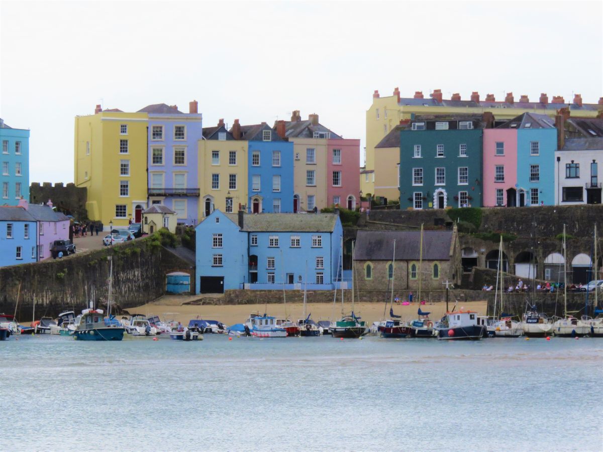 colourful houses on the harbour Tenby UK
