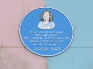 plaque commemorating George Eliot in Tenby