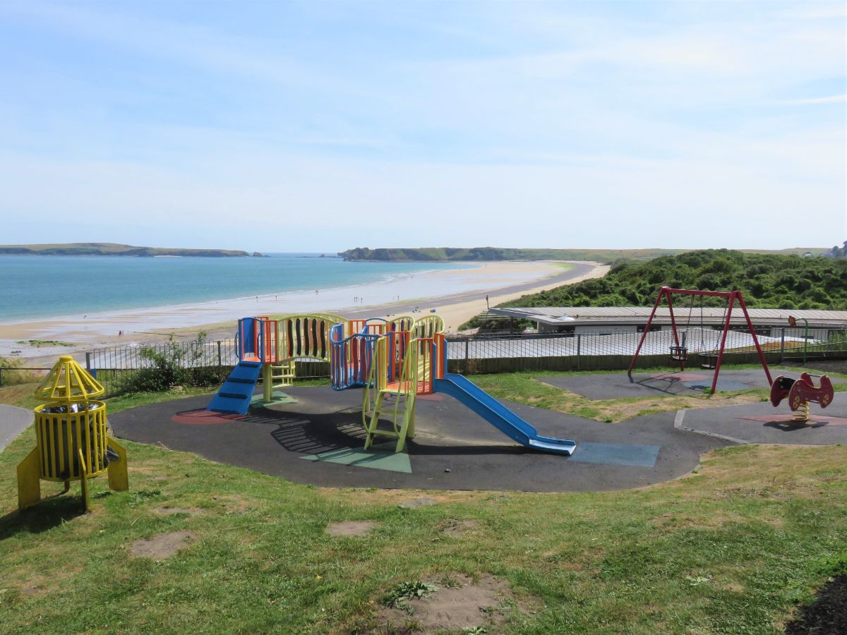 view over Jubliee playground along South Beach in Tenby