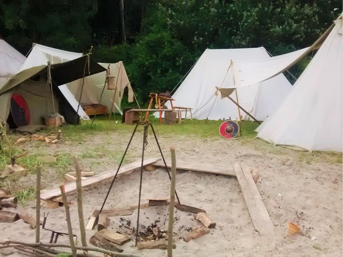 A reconstructed Viking camp 