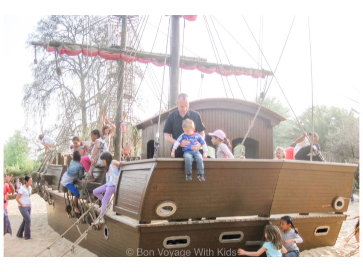 toddler on pirate ship at Pricess Diana Memorial Garden, London, UK